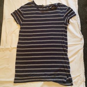Navy blue dress with white stripes